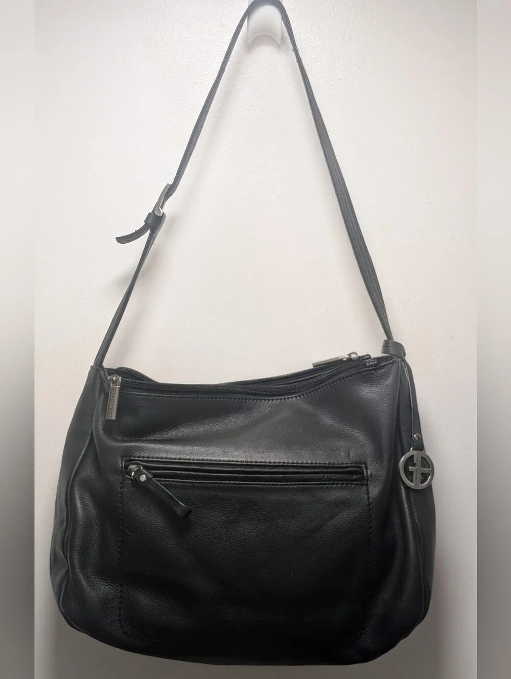 Vintage Giani Bernini Black Real Leather Slouchy Shoulder Handbag Boho Chic